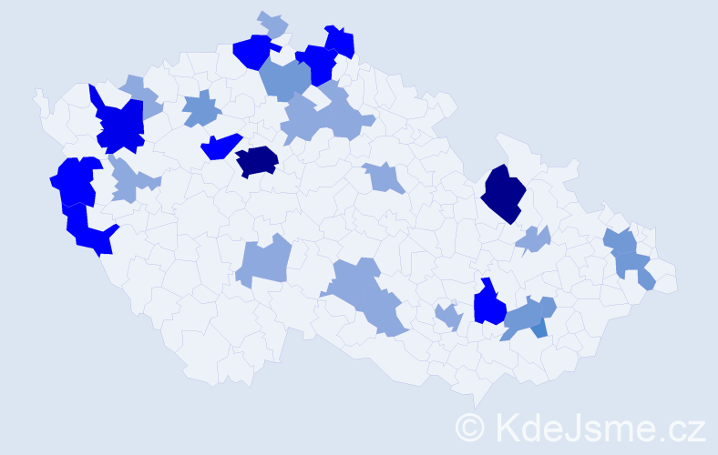 Příjmení: 'Molčanová', počet výskytů 72 v celé ČR