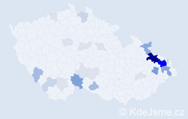 Příjmení: 'Balová', počet výskytů 97 v celé ČR