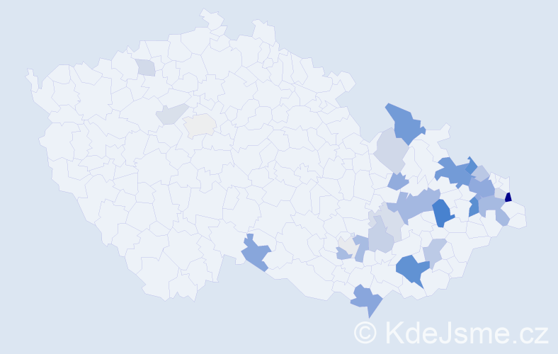 Příjmení: 'Cahelová', počet výskytů 66 v celé ČR