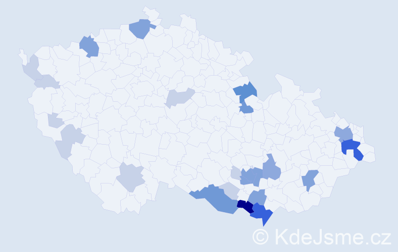 Příjmení: 'Čeman', počet výskytů 69 v celé ČR