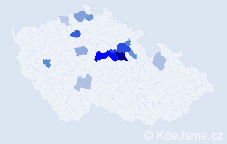 Příjmení: 'Křovák', počet výskytů 55 v celé ČR