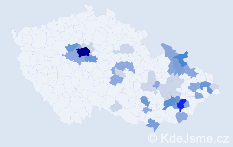 Příjmení: 'Páleníček', počet výskytů 124 v celé ČR