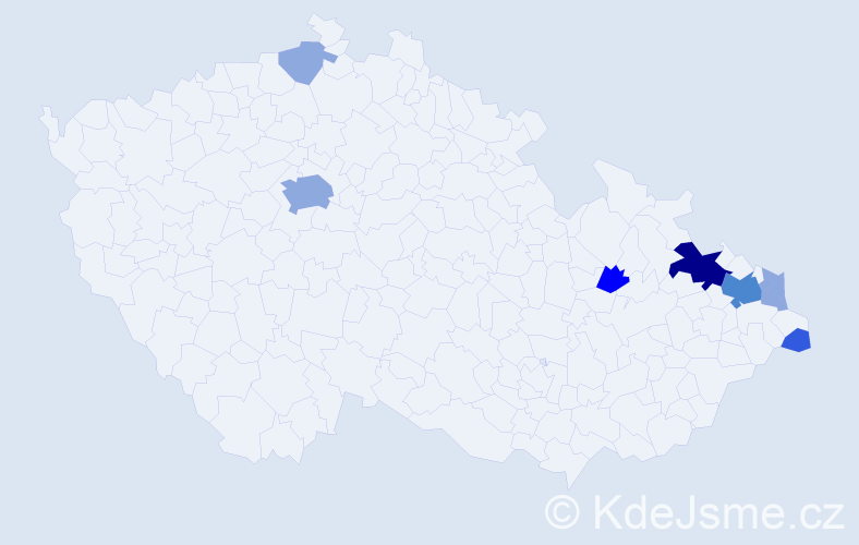 Příjmení: 'Teplanská', počet výskytů 20 v celé ČR