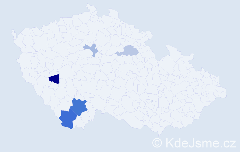 Příjmení: 'Hojsa', počet výskytů 10 v celé ČR