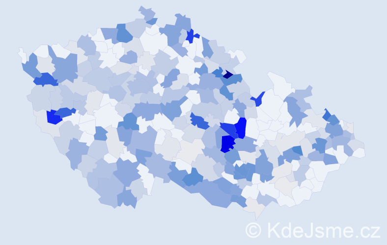 Příjmení: 'Krištof', počet výskytů 841 v celé ČR