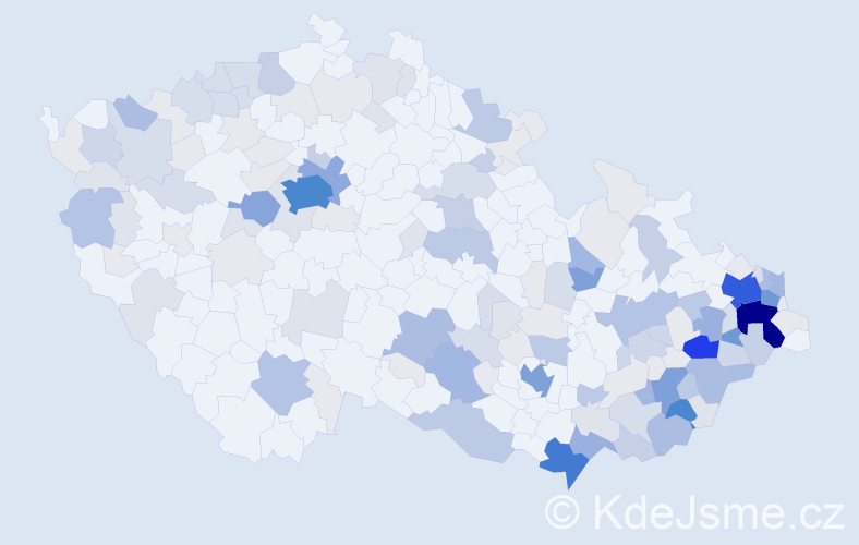 Příjmení: 'Bača', počet výskytů 630 v celé ČR