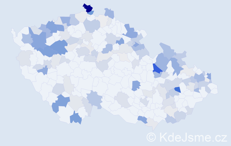 Příjmení: 'Kuruc', počet výskytů 363 v celé ČR
