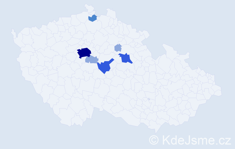 Příjmení: 'Kádek', počet výskytů 15 v celé ČR