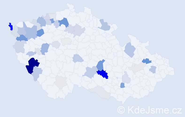 Příjmení: 'Peksa', počet výskytů 109 v celé ČR