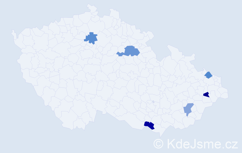 Příjmení: 'Bajánek', počet výskytů 7 v celé ČR