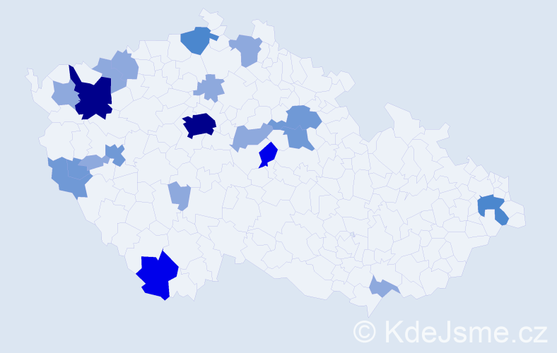 Příjmení: 'Mitro', počet výskytů 47 v celé ČR