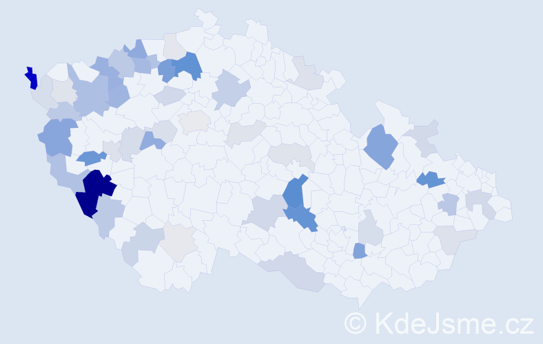 Příjmení: 'Peksová', počet výskytů 121 v celé ČR