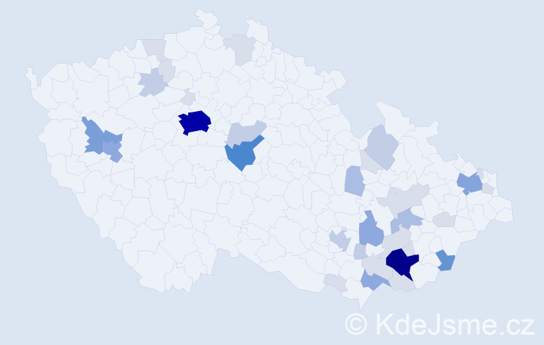 Příjmení: 'Měšťánek', počet výskytů 112 v celé ČR