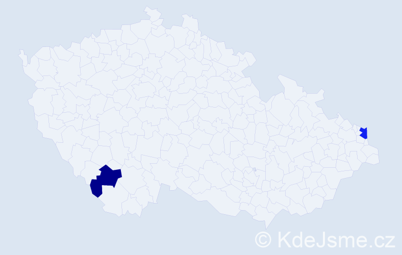 Příjmení: 'Krafčik', počet výskytů 5 v celé ČR