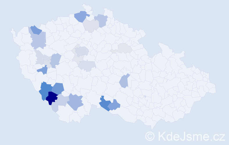 Příjmení: 'Vastlová', počet výskytů 68 v celé ČR