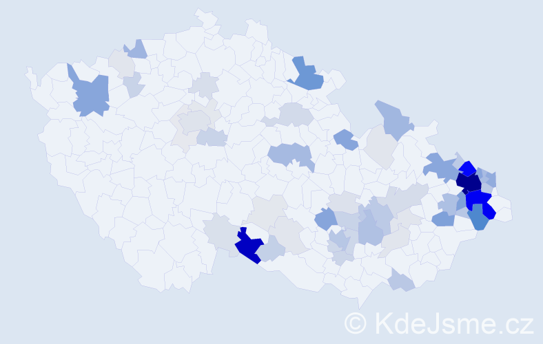 Příjmení: 'Lička', počet výskytů 281 v celé ČR