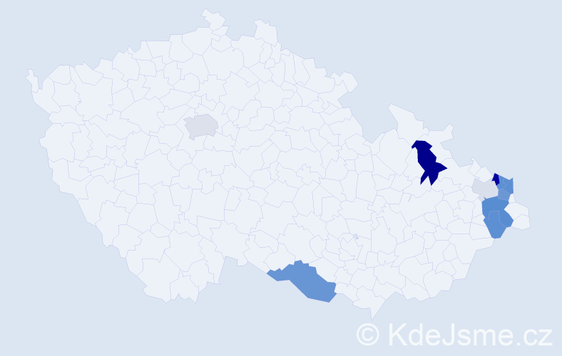 Příjmení: 'Czakanová', počet výskytů 27 v celé ČR