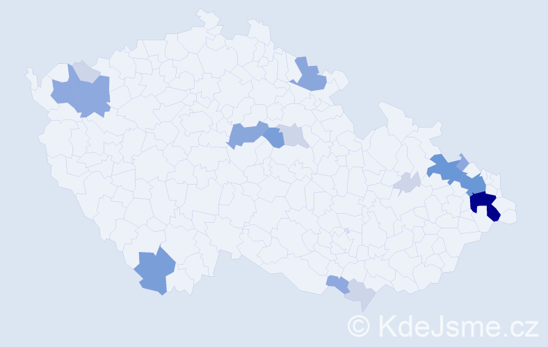 Příjmení: 'Levai', počet výskytů 50 v celé ČR