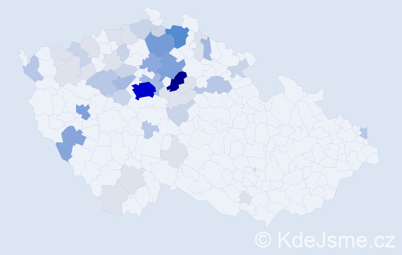 Příjmení: 'Poupa', počet výskytů 153 v celé ČR