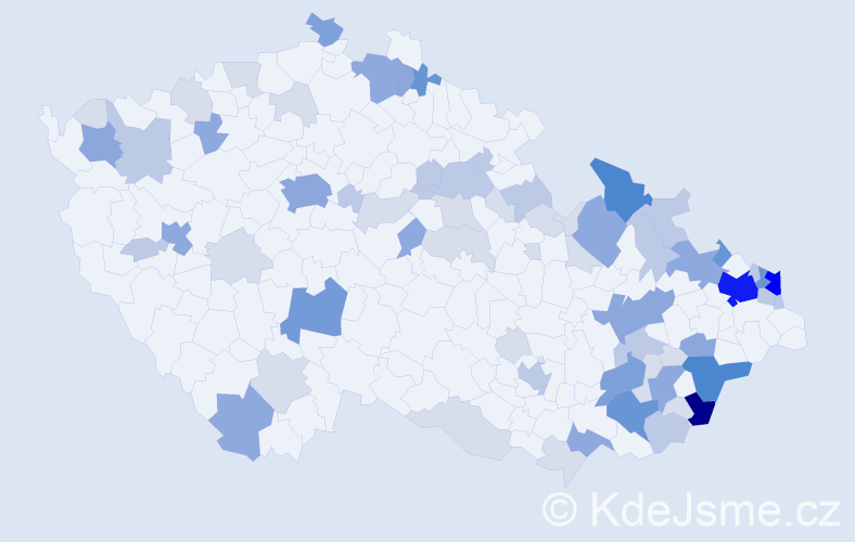 Příjmení: 'Rumanová', počet výskytů 208 v celé ČR