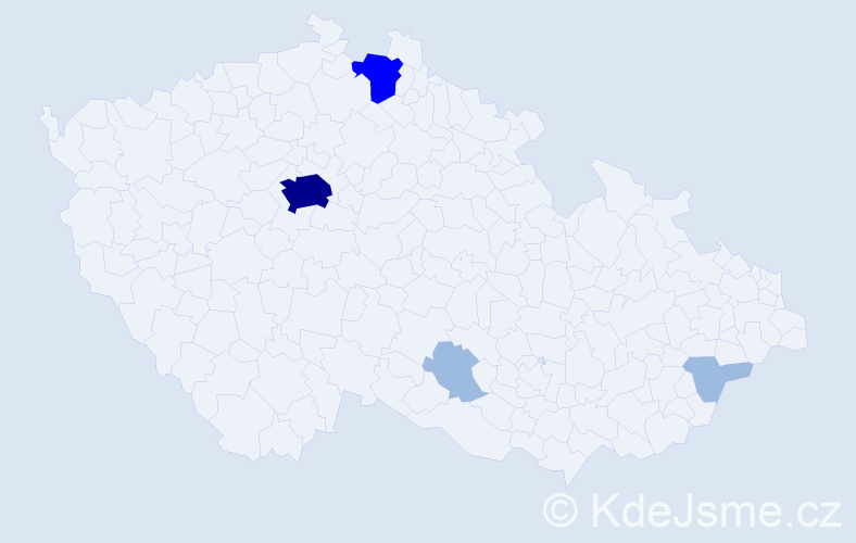 Příjmení: 'Daniels', počet výskytů 9 v celé ČR