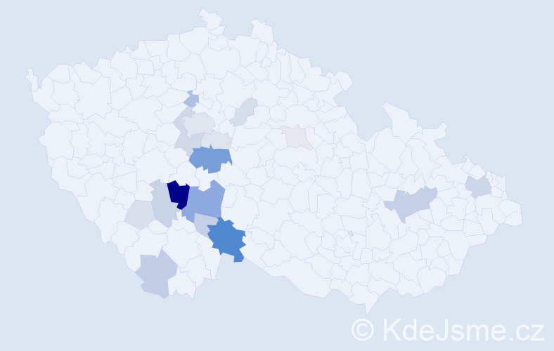 Příjmení: 'Kukač', počet výskytů 72 v celé ČR