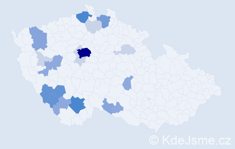 Příjmení: 'Vastlová', počet výskytů 69 v celé ČR
