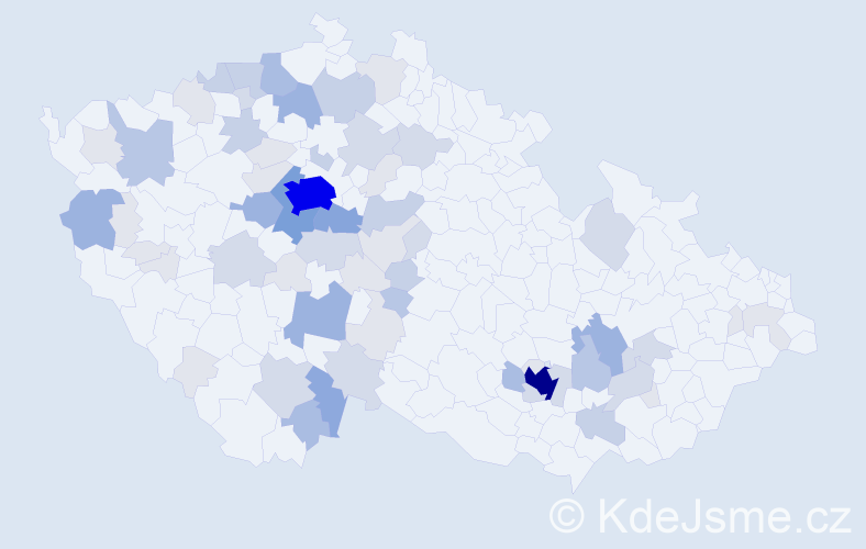 Příjmení: 'Kloc', počet výskytů 212 v celé ČR