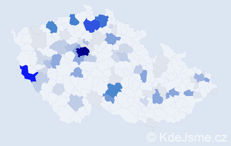 Příjmení: 'Pittner', počet výskytů 276 v celé ČR
