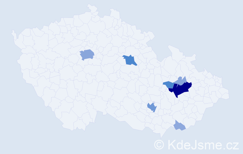 Příjmení: 'Vyvozil', počet výskytů 25 v celé ČR