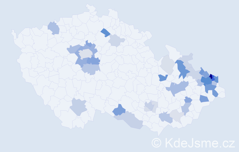 Příjmení: 'Babišová', počet výskytů 144 v celé ČR