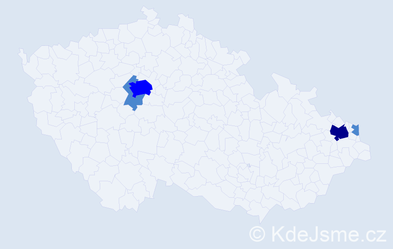 Příjmení: 'Lazorik', počet výskytů 7 v celé ČR