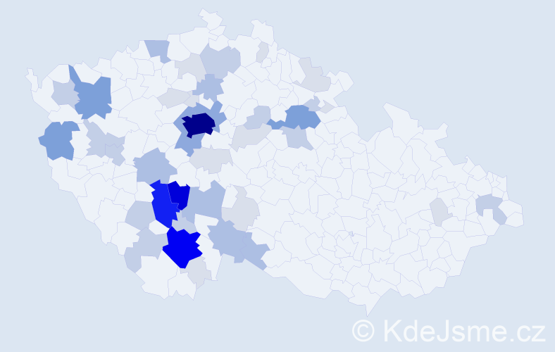 Příjmení: 'Kálal', počet výskytů 152 v celé ČR
