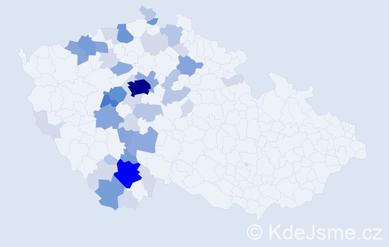 Příjmení: 'Mrkáček', počet výskytů 126 v celé ČR