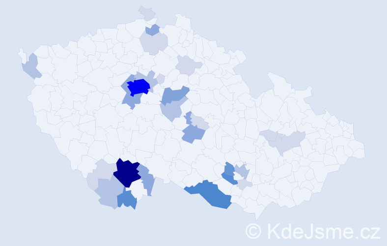 Příjmení: 'Tondl', počet výskytů 92 v celé ČR