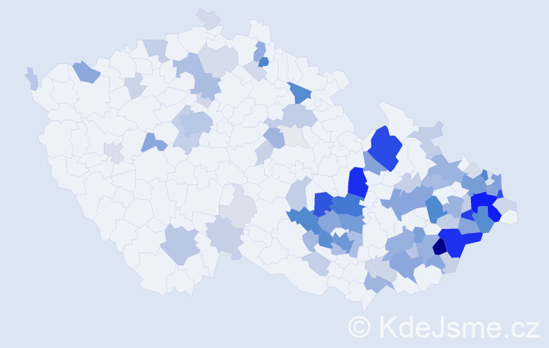 Příjmení: 'Mynář', počet výskytů 441 v celé ČR