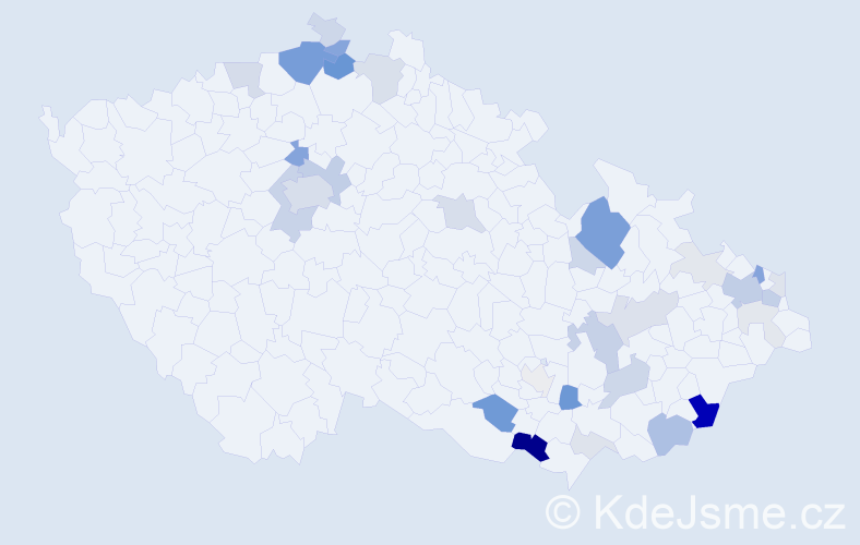 Příjmení: 'Macharová', počet výskytů 106 v celé ČR