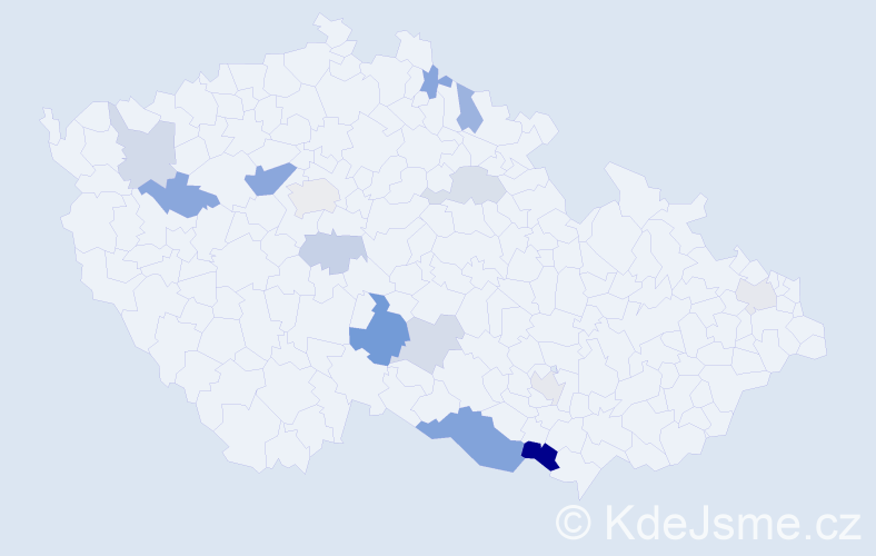 Příjmení: 'Černošová', počet výskytů 26 v celé ČR