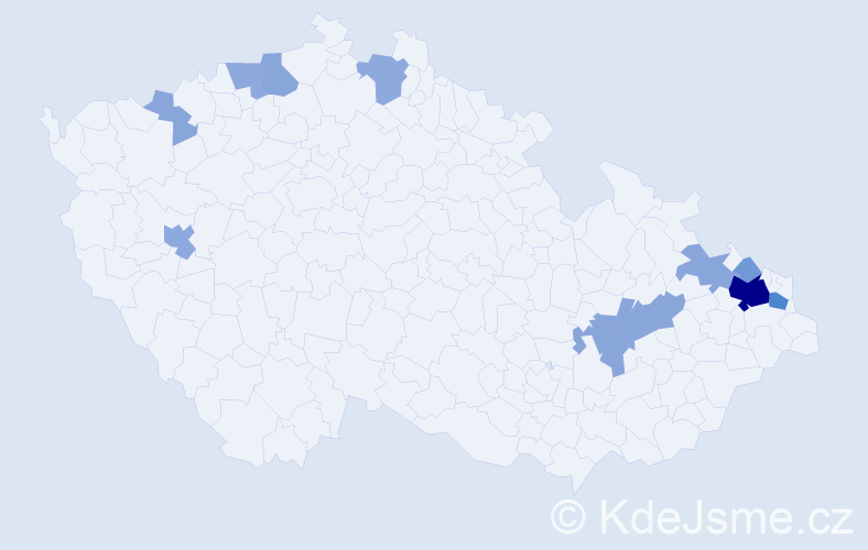 Příjmení: 'Šafran', počet výskytů 29 v celé ČR