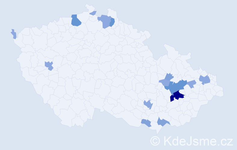 Příjmení: 'Pec', počet výskytů 31 v celé ČR