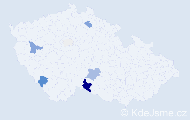 Příjmení: 'Kadrnoška', počet výskytů 16 v celé ČR