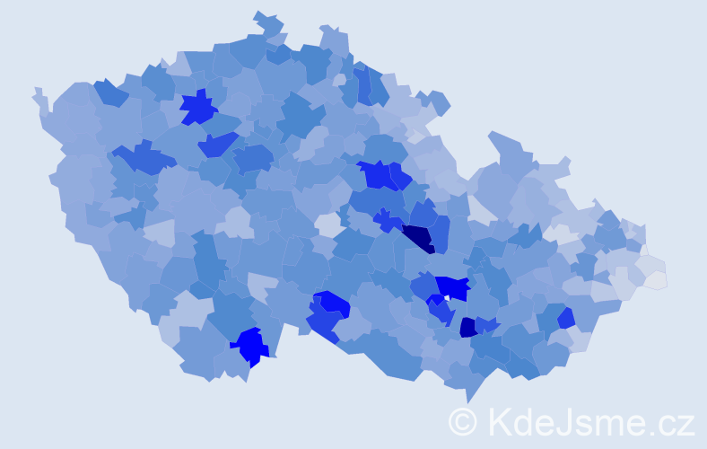 Příjmení: 'Kučerová', počet výskytů 15734 v celé ČR