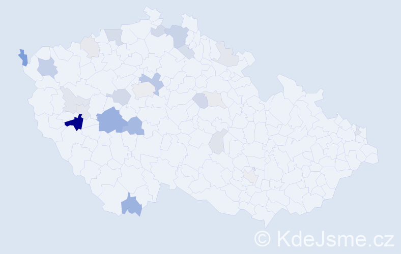Příjmení: 'Režová', počet výskytů 64 v celé ČR