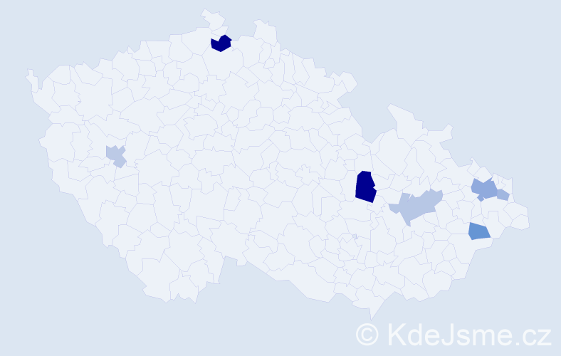Příjmení: 'Sondor', počet výskytů 11 v celé ČR