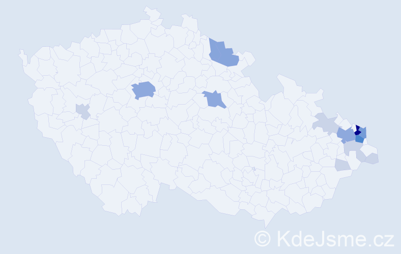 Příjmení: 'Kondělková', počet výskytů 40 v celé ČR