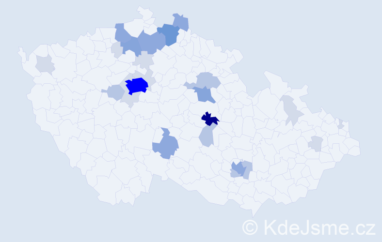 Příjmení: 'Akrmanová', počet výskytů 75 v celé ČR