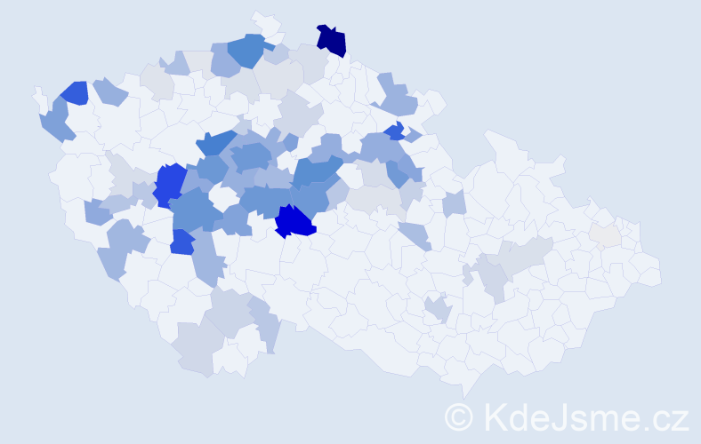 Příjmení: 'Pacovská', počet výskytů 289 v celé ČR