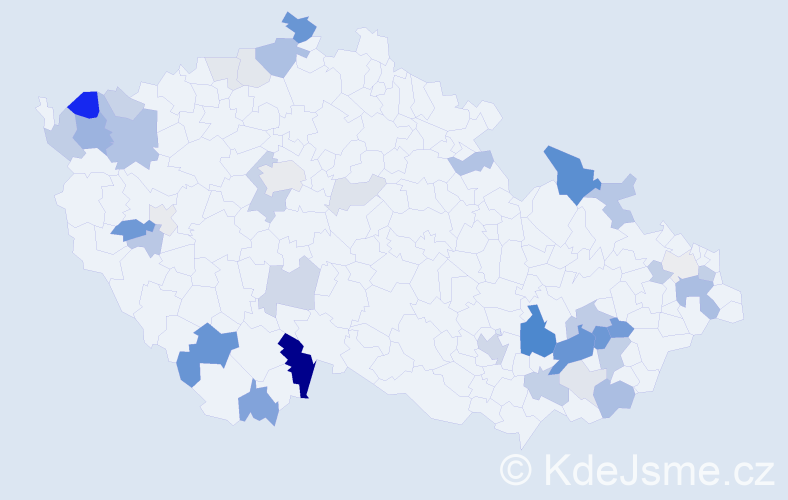 Příjmení: 'Červík', počet výskytů 123 v celé ČR