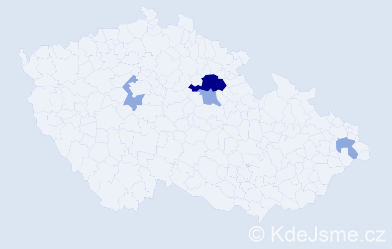 Příjmení: 'Kolerová', počet výskytů 8 v celé ČR