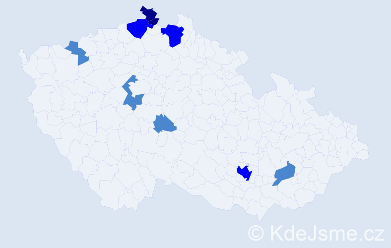 Příjmení: 'Zabelová', počet výskytů 16 v celé ČR
